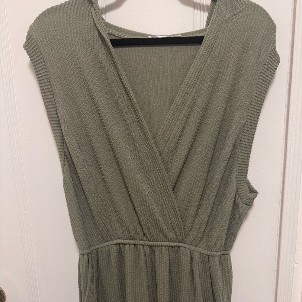 SO COZY!!!  Ces Femme Olive Waffle Knit Jumpsuit- all cotton.